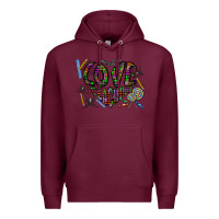 Burgundy i love teaching Premium Hoodie - CowhideDigitalArt