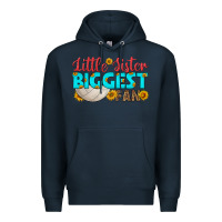 Navy little sister biggest fan Premium Hoodie - HRA Design Shop