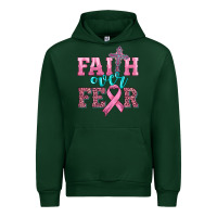 Forest Green faith over fear with cross and ribbon Urban Hoodie - HRA Design Shop