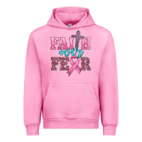 Fuchsia Pink faith over fear with cross and ribbon Urban Hoodie - HRA Design Shop