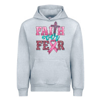 Heather Grey faith over fear with cross and ribbon Urban Hoodie - HRA Design Shop