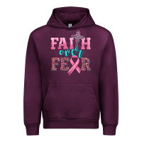 Mauve Wine faith over fear with cross and ribbon Urban Hoodie - HRA Design Shop