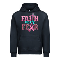 Navy faith over fear with cross and ribbon Urban Hoodie - HRA Design Shop