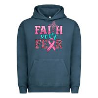 Pigment Midnight Navy faith over fear with cross and ribbon Urban Hoodie - HRA Design Shop