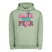 Pigment Oil Green faith over fear with cross and ribbon Urban Hoodie - HRA Design Shop