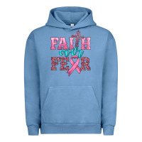 Pigment Pebble Blue faith over fear with cross and ribbon Urban Hoodie - HRA Design Shop