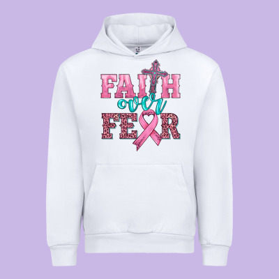 Faith Over Fear With Cross And Ribbon Urban Hoodie Designed By Hra Design Shop