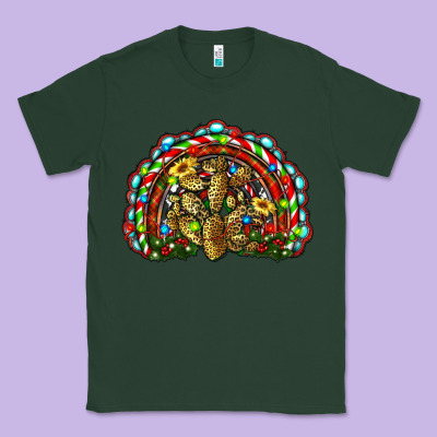 Christmas Rainbow With Leopard Cactus Classic Tee Designed By Ranaportraitstore
