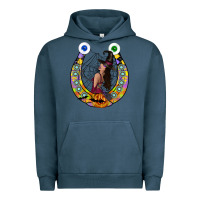 Pigment Midnight Navy Halloween Horseshoe Urban Hoodie - CowhideDigitalArt