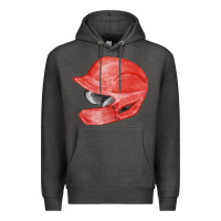 Charcoal Heather red baseball batting helmet fa element Premium Hoodie - FaDigitalArtStudio