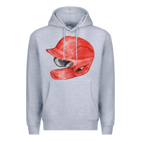 Heather Grey red baseball batting helmet fa element Premium Hoodie - FaDigitalArtStudio