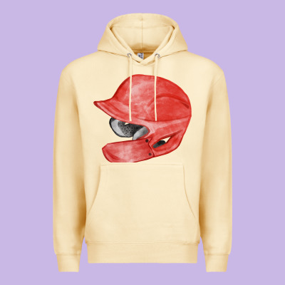 Red Baseball Batting Helmet Fa Element Premium Hoodie Designed By Fadigitalartstudio