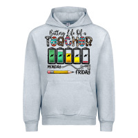 Heather Grey battery life of a teacher monday friday Urban Hoodie - CowhideDigitalArt