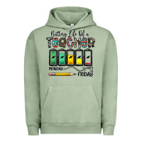 Pigment Oil Green battery life of a teacher monday friday Urban Hoodie - CowhideDigitalArt