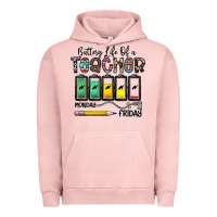 Pigment Salmon battery life of a teacher monday friday Urban Hoodie - CowhideDigitalArt