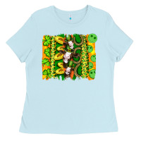 Baby Blue st patricks cow and coin wıth clovers and leopard brushstrokes Ladies Tee - Artiststas