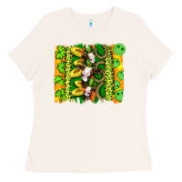 Bone st patricks cow and coin wıth clovers and leopard brushstrokes Ladies Tee - Artiststas