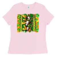 Bubblegum Pink st patricks cow and coin wıth clovers and leopard brushstrokes Ladies Tee - Artiststas