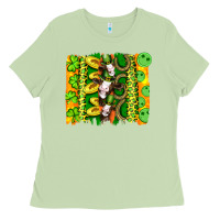 Matcha st patricks cow and coin wıth clovers and leopard brushstrokes Ladies Tee - Artiststas