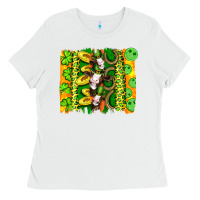 St Patricks Cow And Coin Wıth Clovers And Leopard Brushstrokes Ladies Tee | Teevron