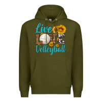 Army Green live love volleyball Premium Hoodie - HRA Design Shop