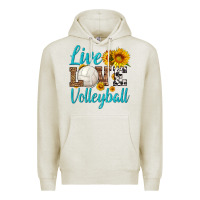 Oatmeal Heather live love volleyball Premium Hoodie - HRA Design Shop