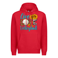 Red live love volleyball Premium Hoodie - HRA Design Shop