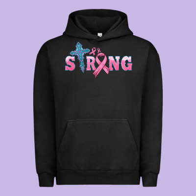 Strong With Cross Ribbon Urban Hoodie Designed By Hra Design Shop