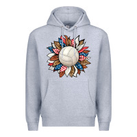 Heather Grey volleyball sunflower Premium Hoodie - HRA Design Shop