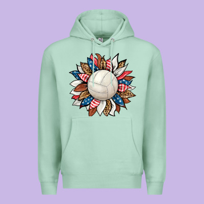 Volleyball Sunflower Premium Hoodie Designed By Hra Design Shop