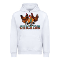 White crazychickens Urban Hoodie - CowhideDigitalArt