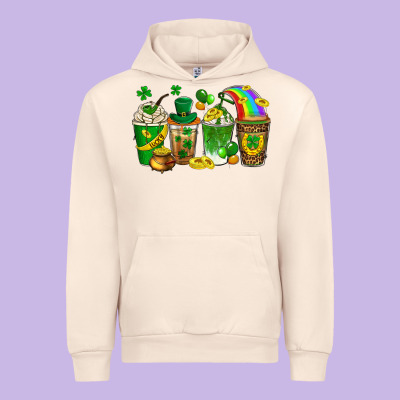 St. Patricks Day Coffee Drinks Urban Hoodie Designed By Neo Western