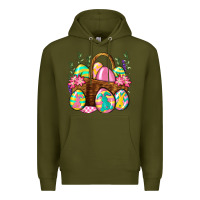 Army Green Easter eggs with basket Easter Day Premium Hoodie - Neo Western