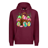 Burgundy Easter eggs with basket Easter Day Premium Hoodie - Neo Western