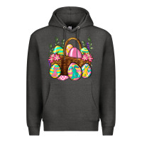 Charcoal Heather Easter eggs with basket Easter Day Premium Hoodie - Neo Western