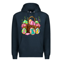 Navy Easter eggs with basket Easter Day Premium Hoodie - Neo Western