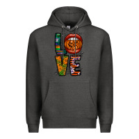 Charcoal Heather Love Halloween Lips Premium Hoodie - CowhideDigitalArt
