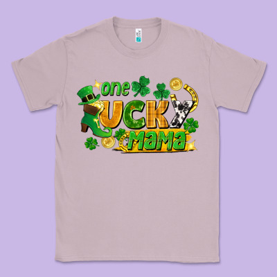 One Lucky Mama Classic Tee Designed By Fadigitalartstudio