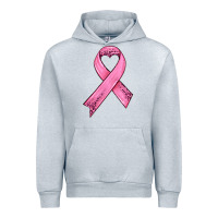 Heather Grey pink ribbon Urban Hoodie - HRA Design Shop