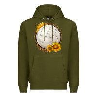 Army Green western volleyball with sunflower Premium Hoodie - HRA Design Shop