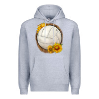 Heather Grey western volleyball with sunflower Premium Hoodie - HRA Design Shop