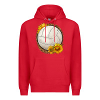 Red western volleyball with sunflower Premium Hoodie - HRA Design Shop