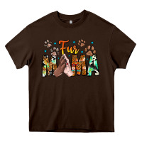 Chocolate Brown fur mama Heavy Core Tee - CowhideDigitalArt