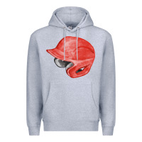 Heather Grey red baseball helmet fa element Premium Hoodie - FaDigitalArtStudio