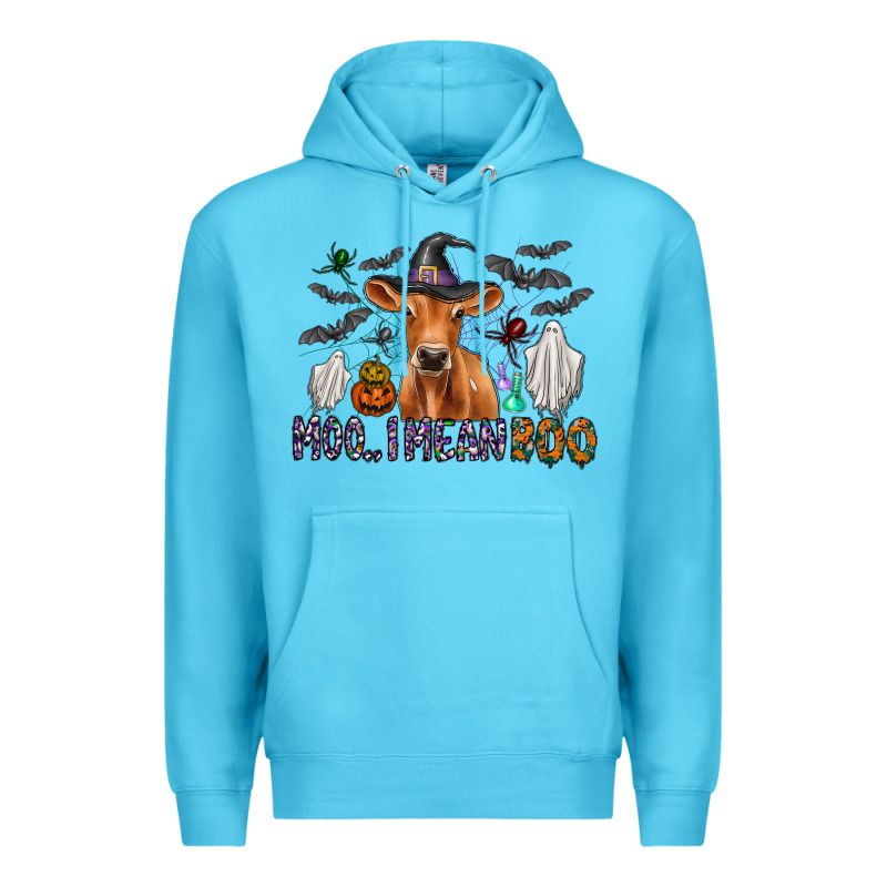 Moo I Mean Boo Premium Hoodie by CowhideDigitalArt | Teevron
