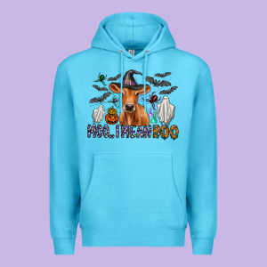 Moo I Mean Boo Premium Hoodie Designed By Cowhidedigitalart