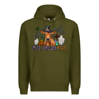 Army Green Moo I Mean Boo Premium Hoodie - CowhideDigitalArt