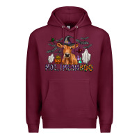 Burgundy Moo I Mean Boo Premium Hoodie - CowhideDigitalArt