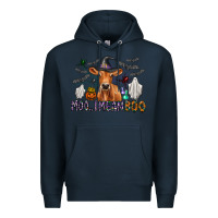 Navy Moo I Mean Boo Premium Hoodie - CowhideDigitalArt