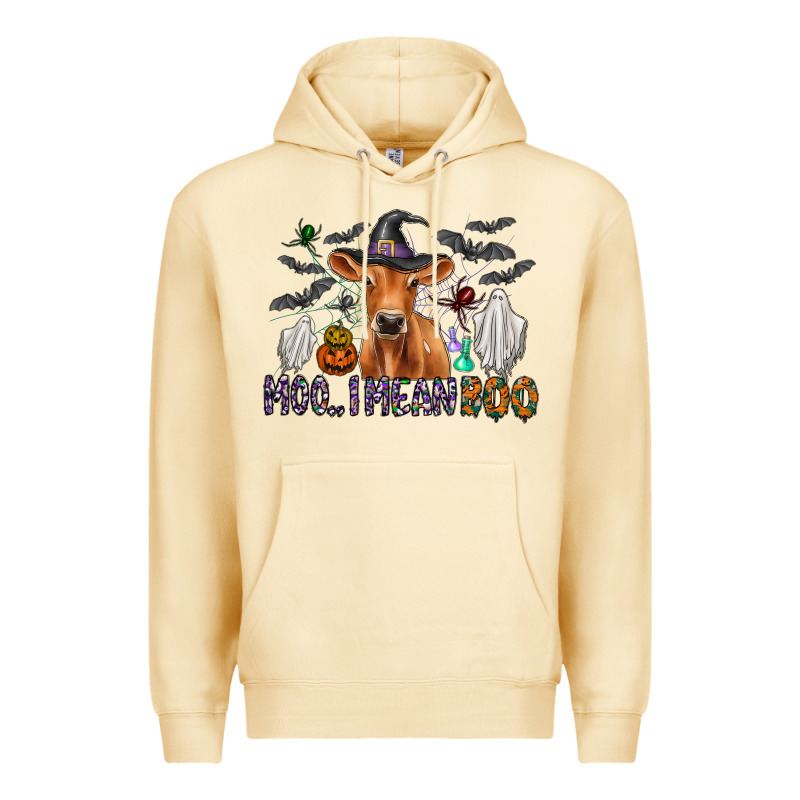 Moo I Mean Boo Premium Hoodie by CowhideDigitalArt | Teevron